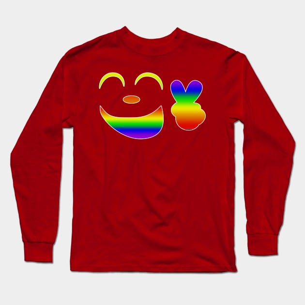 Rainbow Happy Face Long Sleeve T-Shirt by The BlueJester